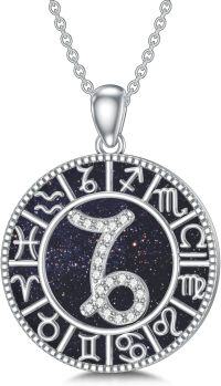 wholesale 925 Sterling Silver and Blue Sandstone Gemini Zodiac Pendant Necklace for Women & Men-10.Capricom（12.22-1.19）