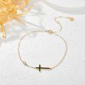 wholesale 14K Gold Cross Black Onyx Chain Bracelet Holiday Gift for Her-0-4
