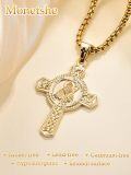 wholesale Gold Plated 925 Sterling Silver Saint Benedict Prayer Cross Pendant Necklace  -0-3