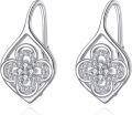 wholesale 925 Sterling Silver Four-Leaf Clover Shamrock Drop Dangle Hook Earrings for Women Girls Irish Lucky Charm s (Silver)-0-0