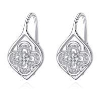wholesale 925 Sterling Silver Four-Leaf Clover Shamrock Drop Dangle Hook Earrings for Women Girls Irish Lucky Charm s (Silver)-Clover A