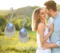 wholesale 925 Sterling Silver Labradorite Teardrop Filigree Leverback Earrings-0-5