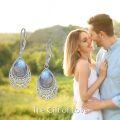 wholesale 925 Sterling Silver Labradorite Teardrop Filigree Leverback Earrings-0-5