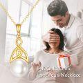 wholesale 14K Gold Pearl Celtic Knot Pendant Necklace for Women-0-3