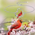 TOUPOP Sterling Silver Heart Red Bird Memorial Jewelry Gifts-0-2