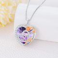 wholesale 925 Sterling Silver Purple Crystal Rose Heart Pendant Necklaces for Women's  Ideas-0-3