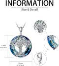 wholesale 925 Sterling Silver Blue Crystal Tree of Life Pendant Necklace s for Women Girls-0-3