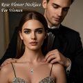 wholesale Sterling Silver Rose Flower Necklace with Gemstone Dainty Pendant Jewelry for Women Mom Mother s Day Birthday Gift-0-38