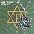 wholesale 925 Sterling Silver Star of David Necklace with Abalone Shell and Black CZs on 30 Rope Chain-0-4