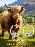 wholesale 925 Sterling Silver Highland Cow Hoop Earrings - Adorable Animal Design for Girls & Women's Gift Set-0-1