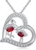 wholesale TOUPOP Flamingo Necklace 925 Sterling Silver Animal Pendant Necklace Gifts For Women Wife Girlfriend -0-0