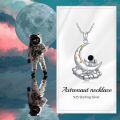 wholesale 925 Sterling Silver Crescent Moon with Astronaut and Stars Pendant Necklace for Women & Men-0-2