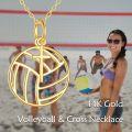wholesale 14K Gold Basketball Cross Sports Pendant Necklace - 2 Tone Religious Gifts for Women and Men-0-5