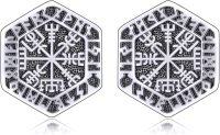 wholesale 925 Sterling Silver Norse Vegvisir Viking Stud Earrings - Nordic Pagan s for Women Men-compass