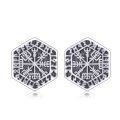 wholesale 925 Sterling Silver Norse Vegvisir Viking Stud Earrings - Nordic Pagan s for Women Men-0-0
