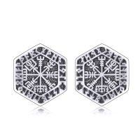 wholesale 925 Sterling Silver Norse Vegvisir Viking Stud Earrings - Nordic Pagan s for Women Men-compass