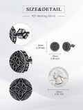 wholesale 925 Sterling Silver Round Black Onyx Celtic Knot Stud Earrings for Men Women Punk Gothic Jewelry 48x36mm-0-1