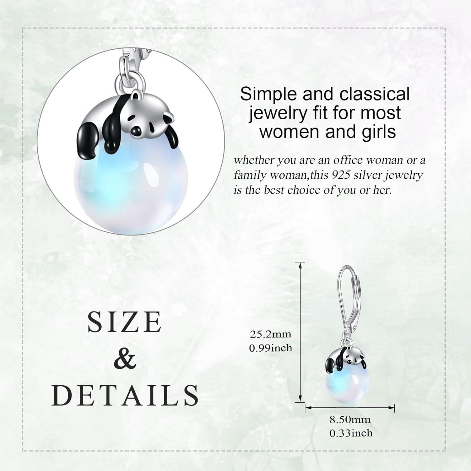 wholesale 925 Sterling Silver Moonstone Panda Drop Earrings-0-1
