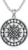 wholesale Celtic Sun Necklace For Men Women S925 Sterling Silver Viking Sun Pendant Necklace For Fathers Day Christmas Anniversary Birthday For Him Husband Boyfriend -0-0