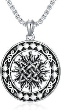 wholesale Celtic Sun Necklace For Men Women S925 Sterling Silver Viking Sun Pendant Necklace For Fathers Day Christmas Anniversary Birthday For Him Husband Boyfriend -undefined