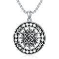 TOUPOP Sterling Silver Sun Pendant Necklace For Men Women-0-0