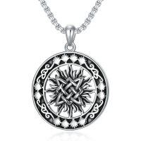 TOUPOP Sterling Silver Sun Pendant Necklace For Men Women-undefined