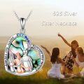 wholesale 925 Sterling Silver Heart-Shaped Abalone Shell Pendant Necklace with Crystals - Sister Gift for Women's Birthdays & Motherâs Day-0-5