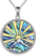 wholesale 925 Sterling Silver Round Abalone Shell Mountain Sun Pendant Necklace for Women - Faith  for Nature Lovers-0-0