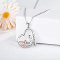 wholesale 925 Sterling Silver Heart-Shaped Mermaid and Cat Pendant Necklace with I Love You Forever Inscription - Cute  for Women-0-1