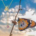 wholesale 14K Gold Purple Enamel Flower Butterfly Lariat Necklace for Women-0-3
