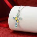 wholesale 925 Sterling Silver Cross Pendant Necklace With Abalone Shell Hummingbird Flower Design-0-12