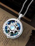 wholesale 925 Sterling Silver Blue Crystal Celtic Knot Compass Pendant Necklace for Men & Women-0-1
