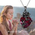 wholesale 925 Sterling Silver Black Rose Red Crystal Heart Urn Pendant Necklace with Funnel and Fill Tool - Keepsake Memorial Jewelry for Ashes-0-1
