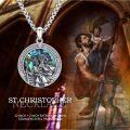 wholesale 925 Sterling Silver Abalone Shell Saint Christopher Protect Us Pendant Necklaces for Men & Women-0-2