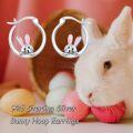 wholesale 925 Sterling Silver Bunny Rabbit Hoop Earrings for Women Girls Kids-0-3