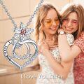 wholesale 925 Sterling Silver Poinsettia Birth Flower Heart Pendant I Love You Sister Necklace Gifts for Women-0-1