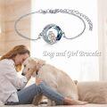 wholesale 925 Sterling Silver Blue Crystal Mother and Child Charm Bracelet for Women-0-4