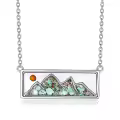 wholesale 925 Sterling Silver Mountain Scene Pendant with Turquoise and White Shell Opals Christian Faith Jewelry-0-0