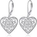 wholesale 925 Sterling Silver Cross & Cubic Zirconia Heart Drop Earrings-0-0