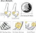 wholesale 925 Sterling Silver Heart-Shaped Sunflower Drop Earrings with Gold Accents and Cubic Zirconia Stones-0-1
