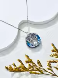 TOUPOP Sterling Silver White Gold Yellow Gold Blue Crystal Celtic Cross Pendant Necklace-0-5