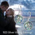 wholesale 925 Sterling Silver Abalone Shell Valknut Viking Symbol Leverback Earrings-0-4