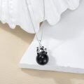 wholesale 925 Sterling Silver Metal Panda Black Agate Pendant Necklace Gift for Her Him Valentines Day Present-0-2