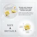 wholesale Gold 925 Sterling Silver Honeybee Flower Stud Earrings with Crystal Accents-0-5