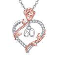 wholesale 925 Sterling Silver 60th Birthday Rose Heart Necklace-0-0