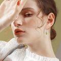 wholesale 925 Sterling Silver Peridot Teardrop Dangle Earrings with Cubic Zirconia and Leverbacks for Women-0-2