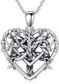 wholesale 925 Sterling Silver Heart-Shaped Celtic Knot Tree of Life Pendant Necklace-0-0