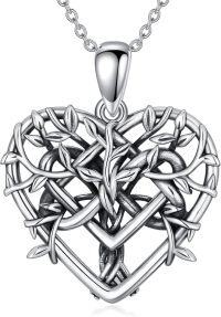 wholesale 925 Sterling Silver Heart-Shaped Celtic Knot Tree of Life Pendant Necklace-Heart-Celtic Tree of Life