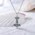 wholesale 925 Sterling Silver Thor's Hammer Mjolnir Viking Symbol Pendant Necklace for Men & Women-0-2