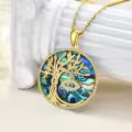 TOUPOP Sterling Silver & Turquoise Tree Of Life Necklace-0-2